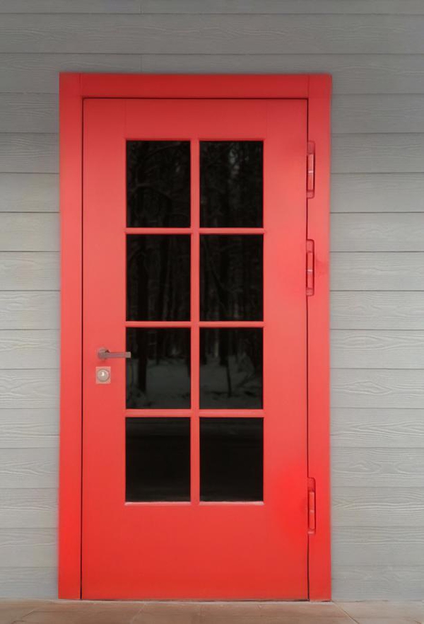Красная остекленная дверь