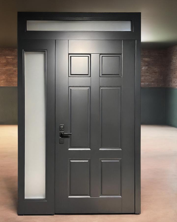 Дверь со скрытыми петлями и стеклами