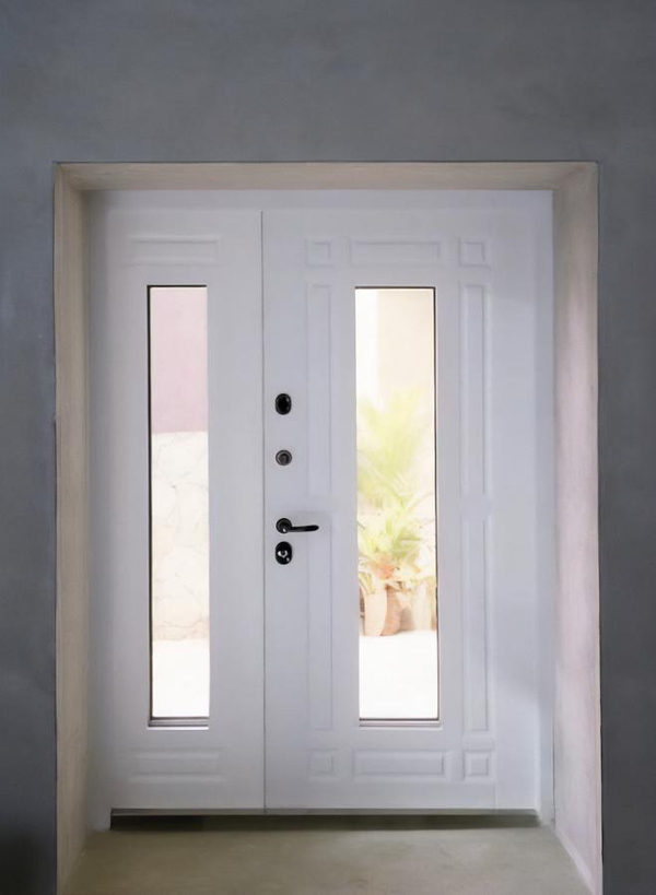Белая дверь со стеклами