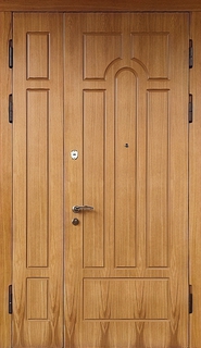 Металлическая полуторная дверь с отделкой из панелей MDF с фрезерованием