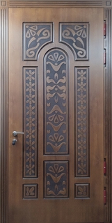 Металлическая непромерзающая дверь с терморазрывом и панелями МДФ с фрезеровкой