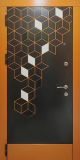 Стальная дверь МДФ RAL с фрезеровкой «кубы»