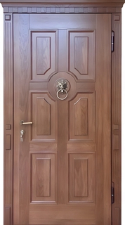 Металлическая термодверь МДФ шпон с кнокером и карнизом Металлическая термодверь МДФ шпон с кнокером и карнизом