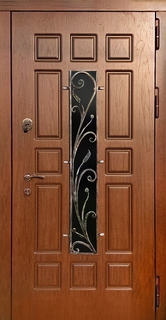 Входная морозостойкая термодверь с решеткой и стеклом (МДФ с фрезеровкой) Входная морозостойкая термодверь с решеткой и стеклом (МДФ с фрезеровкой)