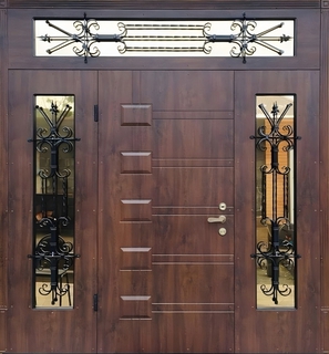 Парадная входная группа с остеклением, ковкой и с терморазрывом (МДФ)