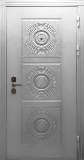 Входная квартирная дверь с фрезерованными панелями МДФ RAL белого цвета Входная квартирная дверь с фрезерованными панелями МДФ RAL белого цвета